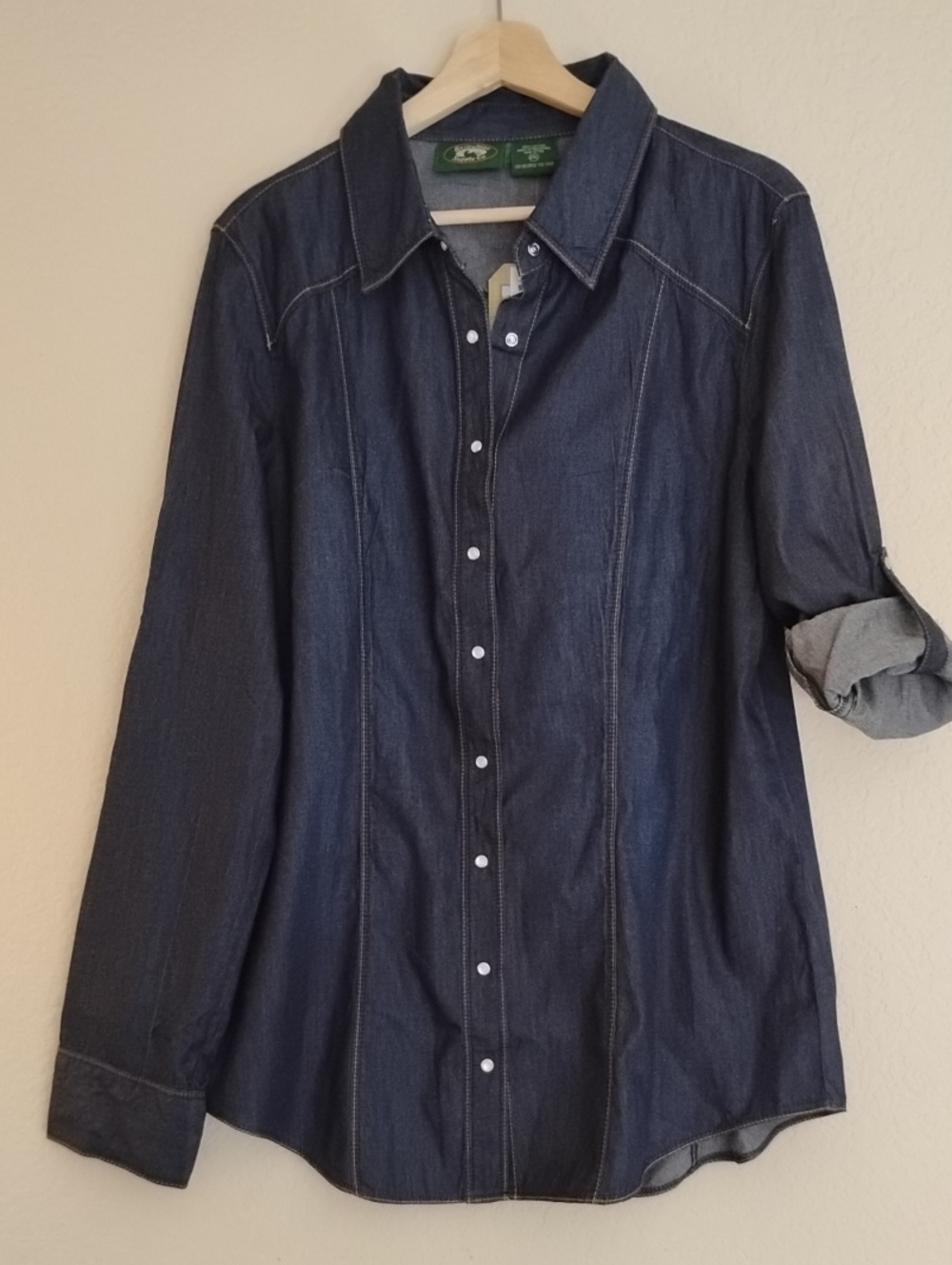 Dark Indigo Denim Snap-Up Shirt - Women